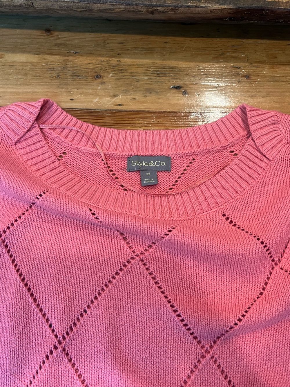 Classic Pointelle Pink Boat-Neck Sweater Preppy Classic NWT - Picture 6 of 8